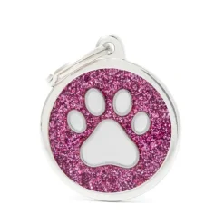 New MYFAMILY Médaille shine grand cercle noir patte rose