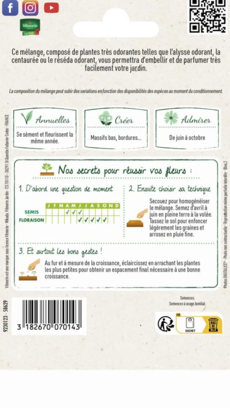 Discount VILMORIN Mélange de fleurs parfumées - graines à semer pour 4 m² de surface