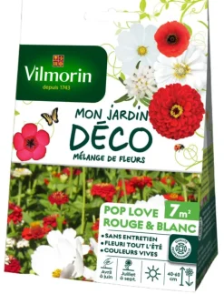 VILMORIN Mélange de fleurs Pop Love rouge & blanc - graines à semer pour 7 m² de surface