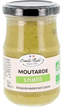 EMILE NOËL Moutarde aux 5 plantes bio en pot de 200 g