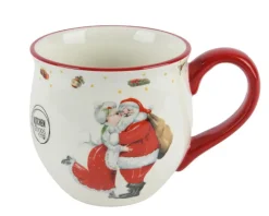 Hot KAEMINGK Mug blanc et rouge en céramique motif Père et Mère Noël - Ø 13 x 9,5 cm