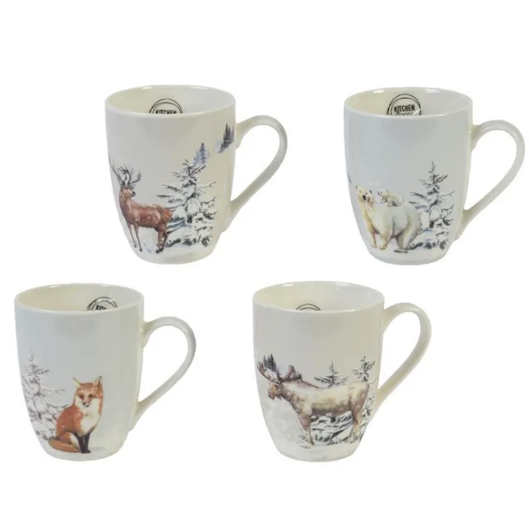 Best KAEMINGK Mug en porcelaine avec des animaux de la forêt - Ø 8,2 x 10,5 cm