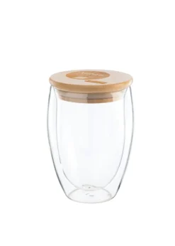 Hot NATURE & VOUS Mug en verre et couvercle bambou - 350 ml