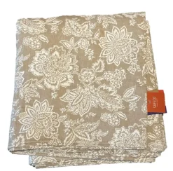 Sale SAFECO Nappe coloris lin naturel à motifs blancs en PE/coton Jacobean - 150 x 250 cm