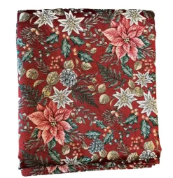 Hot SAFECO Nappe rouge en PE/coton à motifs roses, blancs et verts Poinsettia - 150 x 150 cm