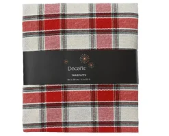 KAEMINGK Nappe rouge et blanche en coton à motifs tartan - 180 x 140 cm