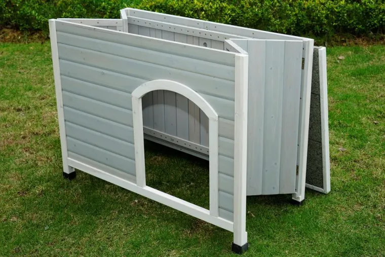 Niche pliable coloris gris/blanc taille M - 103 x 63 x 73,3 cm