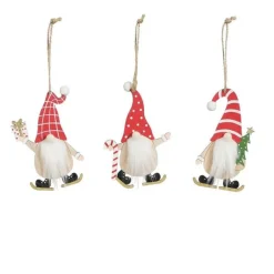 Clearance EDELMAN Ornement gnome coloris rouge en bois - 13,5 x 9 cm