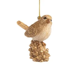 Best Ornement oiseau marron et or 5x3,5x6 cm