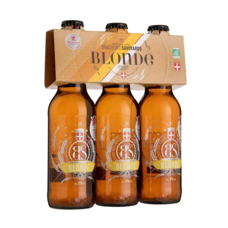 Clearance LES BRASSEURS SAVOYARDS Pack bière BS blonde bio Brasseurs Savoyards - 3 x 33 cl