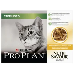 Hot PRO PLAN Pack de sachets au poulet pour chat stérilisé Purina – 10 x 85 gr