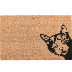Hot ESSCHERT DESIGN Paillasson coco marron motif chat noir 75x45x1,5 cm
