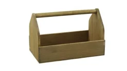 Clearance CAV SERVICE Panier Gustave en bois de sapin teinté noyer - 33 x 18 x 8 cm