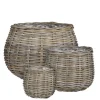 Clearance EDELMAN Panier rond en osier gris Marcia - Ø 26 x H 24 cm