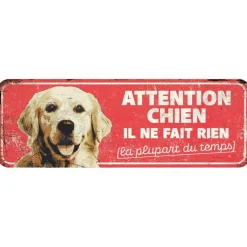 Best D&D HOME Panneau d'avertissement golden retriever coloris rouge en métal galvanisé - 40 x 13 x 0,3 cm
