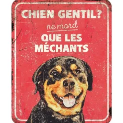 Sale D&D HOME Panneau d'avertissement rottweiler coloris rouge en métal galvanisé - 25 x 20 x 0,3 cm