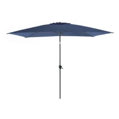 New PROLOISIRS Parasol gris et bleu à manivelle inclinable - 3 x 2 m