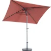 New Parasol rectangulaire à manivelle coloris orange en aluminium et polyester - 210 x 150 cm
