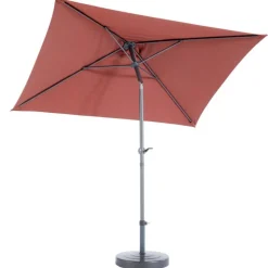 New Parasol rectangulaire à manivelle coloris orange en aluminium et polyester - 210 x 150 cm