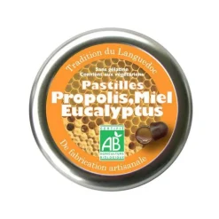 Hot AROMANDISE Pastilles au miel, propolis et eucalyptus bio en boite de 50 g