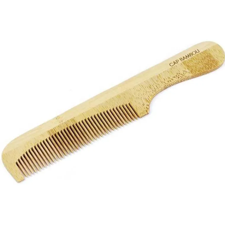 CAP BAMBOU Peigne déméloir manches et dents serrés coloris beige en bambou - 17 g
