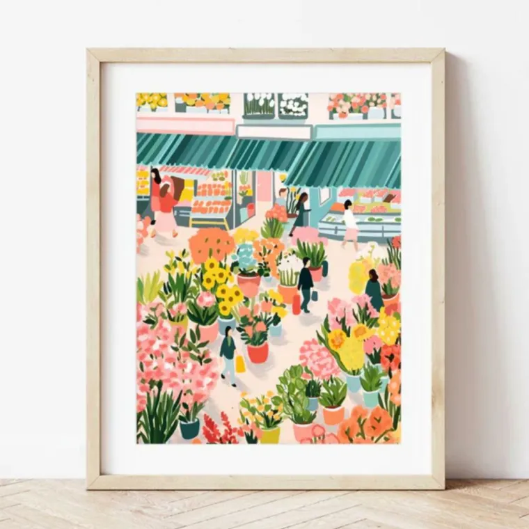 Clearance LA PETITE ÉPICERIE Peinture au numéro Marché aux fleurs Petit Pinceau by - 25,5 x 33 cm