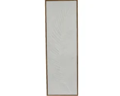 New KAEMINGK Peinture sur toile en relief motif feuille blanche avec cadre - 30 x 90 cm