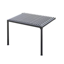 Clearance GREEN OUTSIDE Pergola bioclimatique adossée motorisée noir sable avec lames blanches Actual - 4 x 3 m