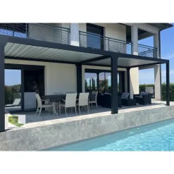 Online GREEN OUTSIDE Pergola bioclimatique motorisée noir sable avec lames blanches Actual - 4 x 3 m