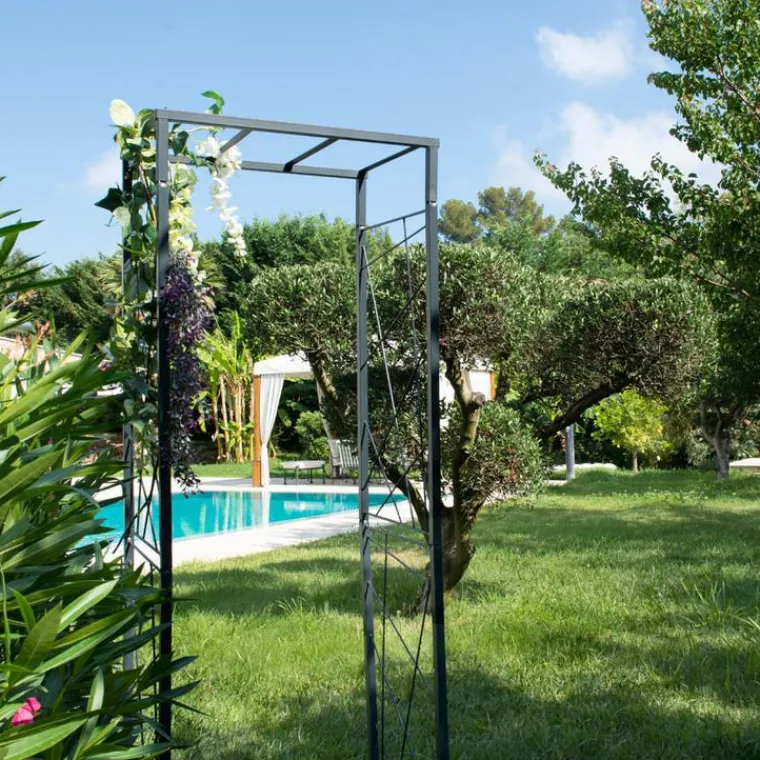 New LOUIS MOULIN Pergola Mandala tube Petit modèle Métal Gris 74x50x198 cm