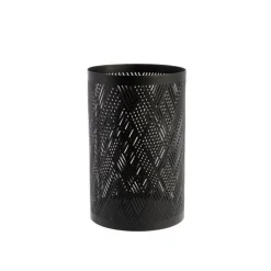 Clearance Photophore ajouré losanges coloris noir en métal - 13 x 13 x 20 cm