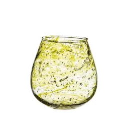 Best Photophore aquarelle coloris vert en verre - 13 x 12 x 12 cm