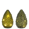 Discount EDELMAN Photophore vert forme pomme de pin en verre avec 10 LED et minuteur - Ø 10 x H 15 cm