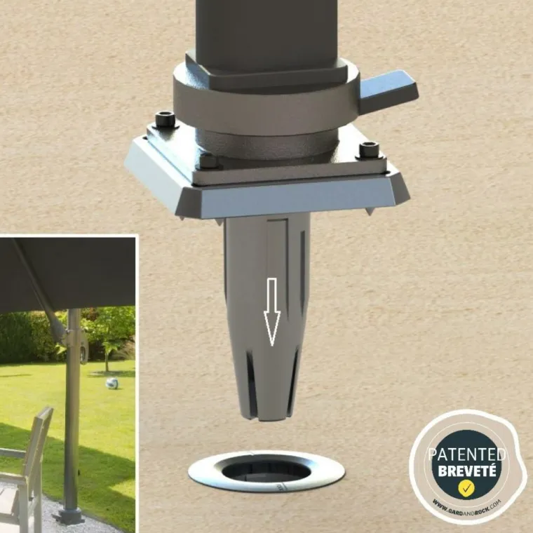 Outlet GARD & ROCK Pied amovible parasol déporté fixation universelle coloris gris en aluminium Gard&Rock - 17 x 17 x 18 cm