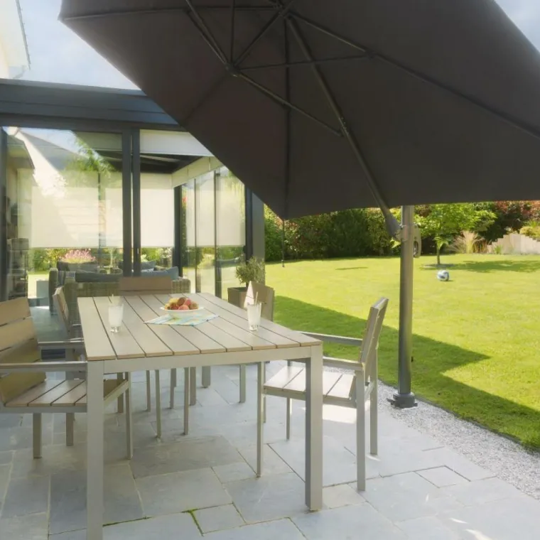 Outlet GARD & ROCK Pied amovible parasol déporté fixation universelle coloris gris en aluminium Gard&Rock - 17 x 17 x 18 cm