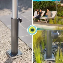 Outlet GARD & ROCK Pied amovible parasol déporté fixation universelle coloris gris en aluminium Gard&Rock - 17 x 17 x 18 cm