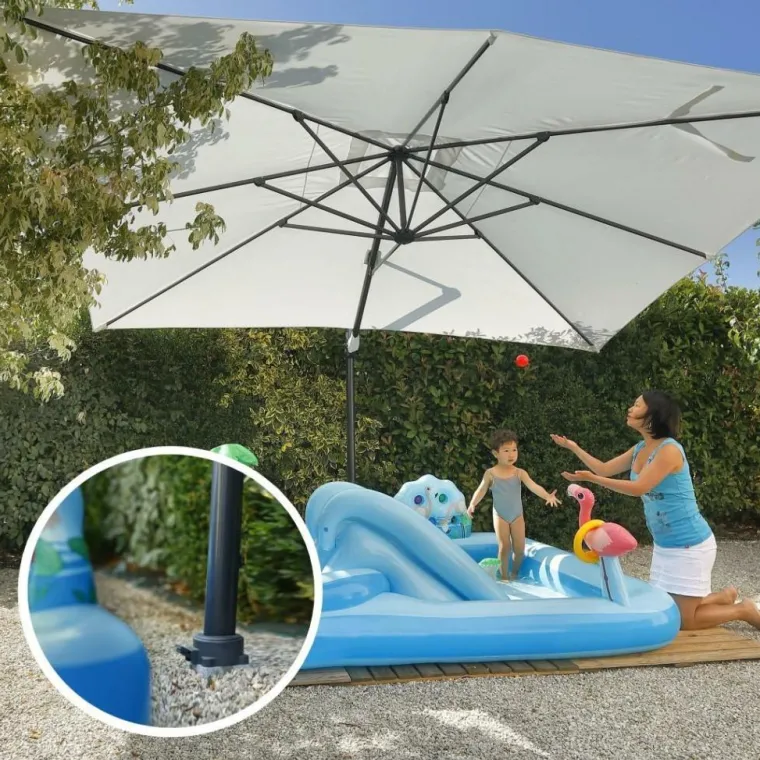 Outlet GARD & ROCK Pied amovible parasol déporté fixation universelle coloris gris en aluminium Gard&Rock - 17 x 17 x 18 cm