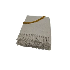 Discount Plaid coloris beige en coton recyclé - 130 x 170 cm