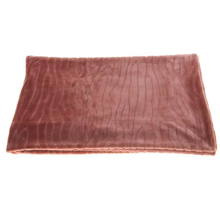 Outlet CADES DESIGN Plaid en polyester coloris bois de rose Lou - 170 x 130 cm