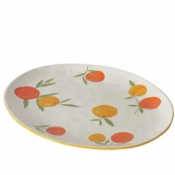 Discount BOLTZE Plat blanc à motifs de fruits orange - 39 x 32 cm