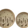 Clearance KAEMINGK Plateau décor forêt et renne coloris beige en bois - Ø 29 cm