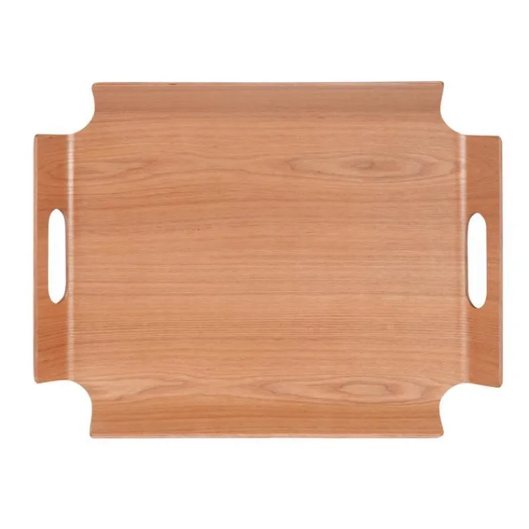 Clearance Plateau "no angle" coloris marron en bois de bambou - 39,5 x 28,5 cm