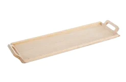 Sale Plateau rectangulaire avec poignées coloris beige en bois de frêne - 52,5 x 16,3 x 4,5 cm