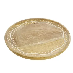 Hot Plateau rond gris coloris bois en bois de manguier - Ø 30 cm