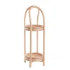 Porte plantes 2 plateaux coloris marron en rotin naturel - 34 x 34 x 85 cm