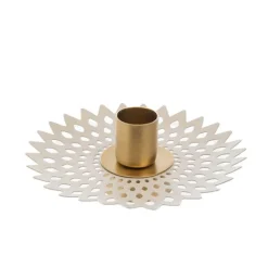 Sale Porte-bougie forme étoile ronde en métal beige - Ø 12 x 4,5 cm