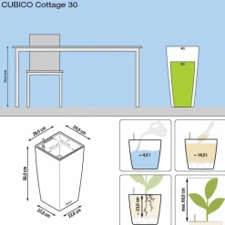Discount LECHUZA Pot à réserve d'eau Cubico Blanc L.30x30 x H.56 cm