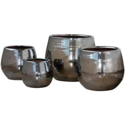 New LES POTERIES D'ALBI Pot Cancale coloris métal en terre cuite émaillée H 27 x Ø 25 cm