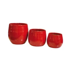 LES POTERIES D'ALBI Pot Cancale coquelicot en terre cuite émaillée H 14 x Ø 14 cm