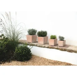 Clearance POTERIE GOICOECHEA Pot carré contemporain en terre claire 19x19x19 cm